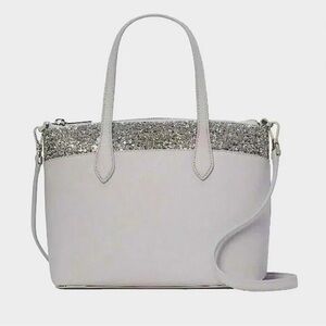 Kate Spade New York Flash Silver Glitter Satchel Shoulder Tote Bag Grey New NWT
